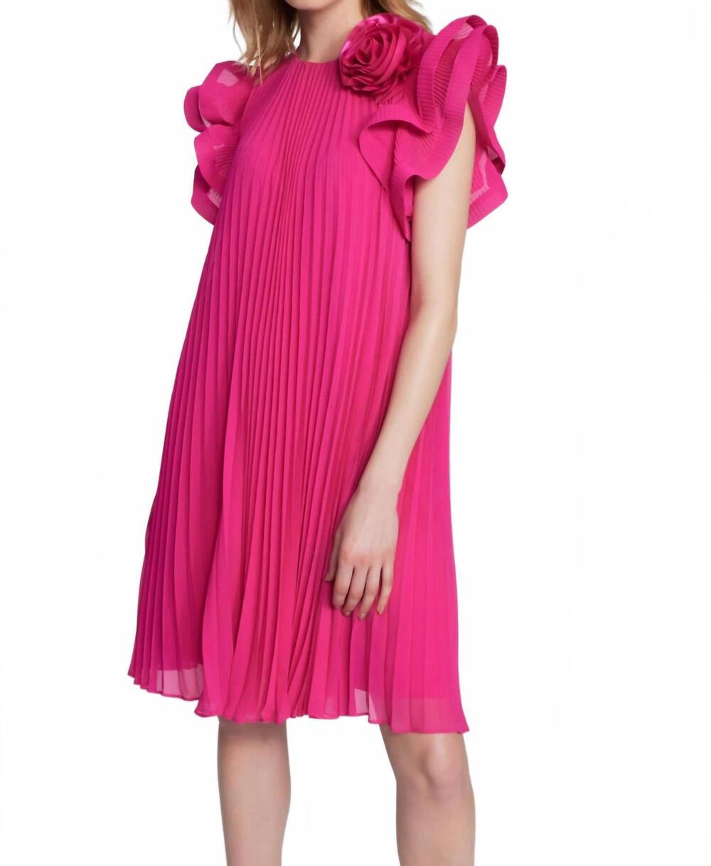 NEW JOSEPH RIBKOFF pleat dress in shocking pink